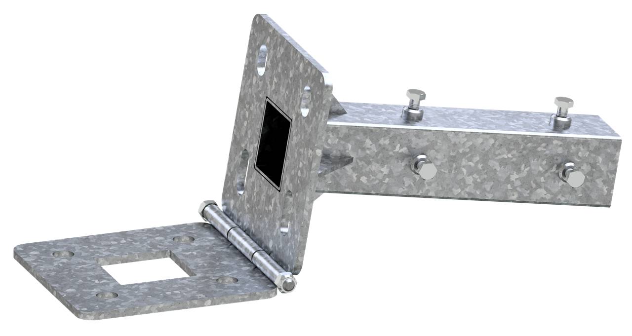 Schake 3F120-1K2 Adaptierung für Beton-Aufstellvorrichtung klappbar, Rundrohr wird durch die Adapterplatte eingelassen