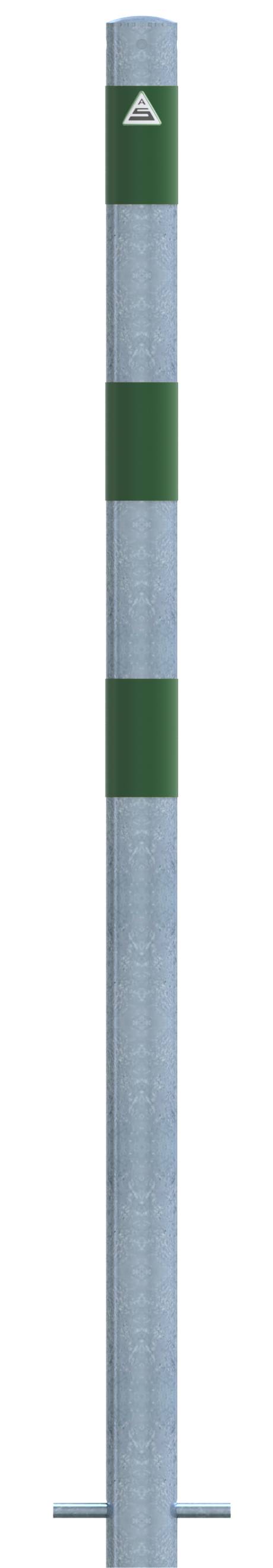 Schake 4L60SGR Absperrpfosten als E-Ladesäulenschutz Ø 60 mm feuerverzinkt <br><br>mit 3 grün reflektierenden Streifen Folie Typ RA1/A zum Einbeton