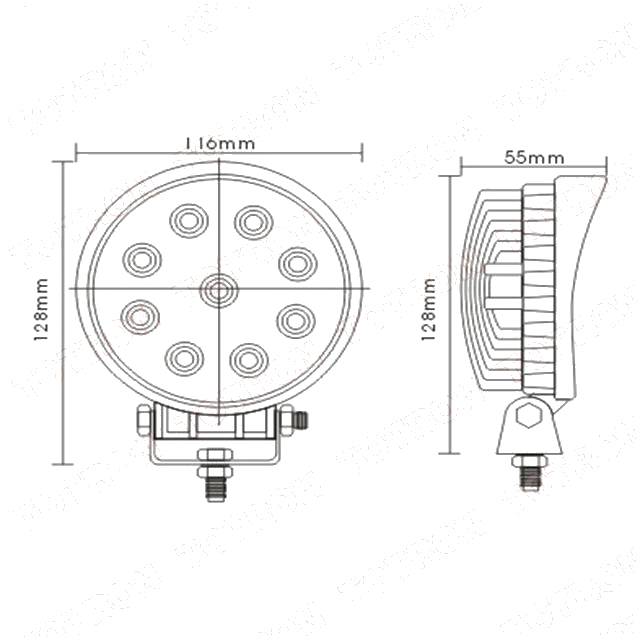 LED Arbeitsscheinwerfer 9 x 3W; 9-32V, 30°