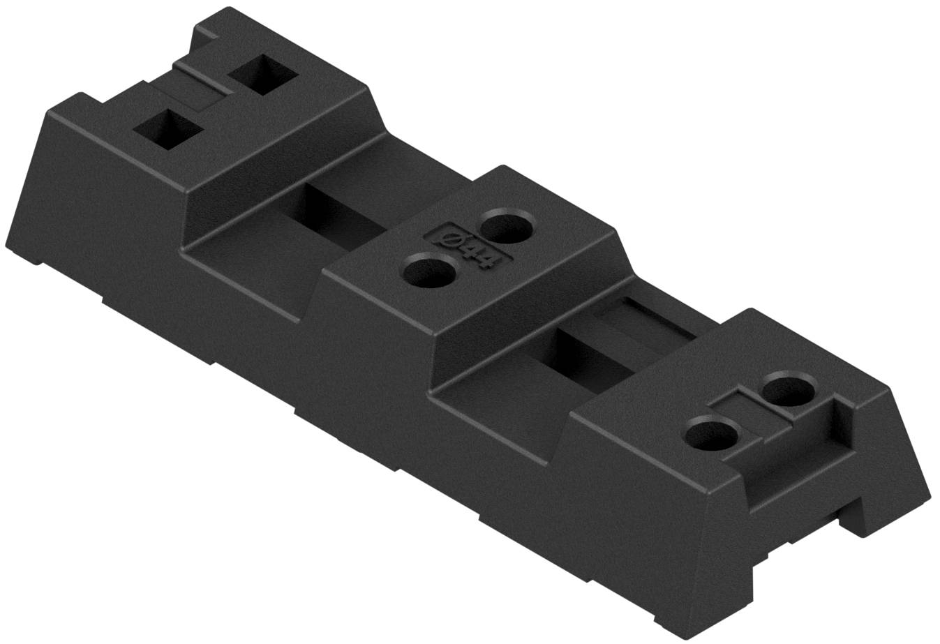 Schake 3F110L Bauzaunfuß aus Kunststoffrecycling Länge: 800 mm<br><br>Höhe: 125 mm<br><br>Breite: 290 mm<br><br>mit 4 Löchern (Ø 42 mm)<br><br>u