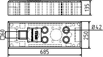 Schake 3F111 Bauzaunfuß aus Kunststoffrecycling Länge: 685 mm<br><br>Höhe: 135 mm<br><br>Breite: 250 mm<br><br>mit 4 Löchern (Ø 42 mm)<br><br>un