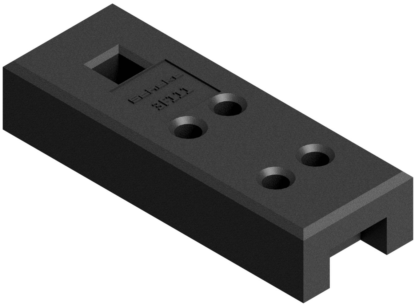 Schake 3F111 Bauzaunfuß aus Kunststoffrecycling Länge: 685 mm<br><br>Höhe: 135 mm<br><br>Breite: 250 mm<br><br>mit 4 Löchern (Ø 42 mm)<br><br>un
