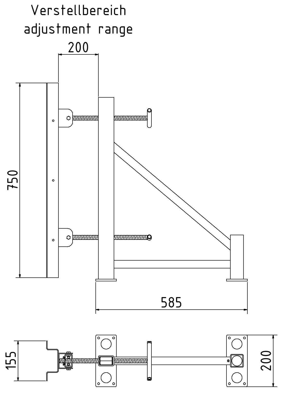 Schake 111972-2 Abschalstütze neigbar mit Kantholz