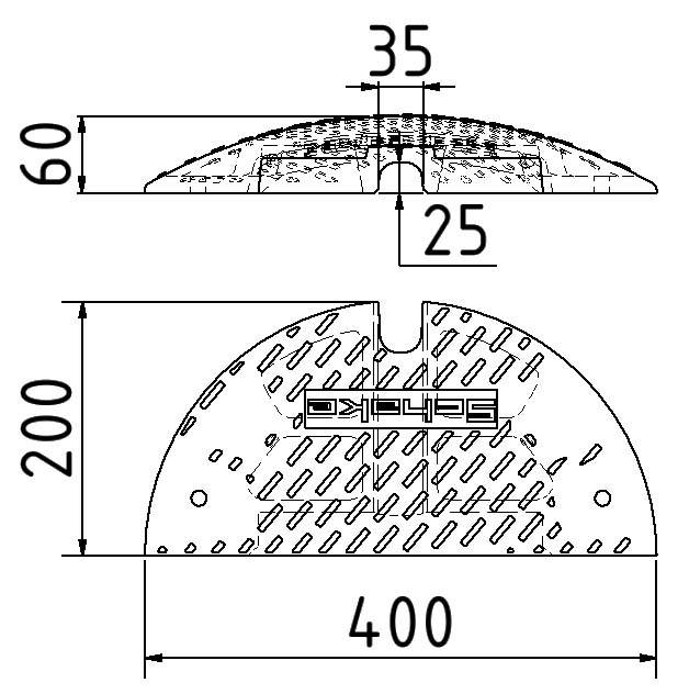 Schake 3392-61E Bodenschwelle Typ NOX Endstück - ohne Adapter gelb Höhe: 60 mm
