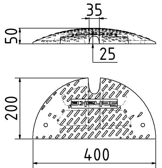 Schake 3392-51E Bodenschwelle Typ NOX Endstück - ohne Adapter gelb Höhe: 50 mm
