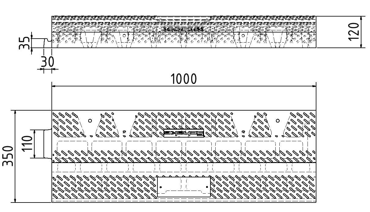Schake 33920 Bordsteinrampe Typ NOX Mittelstück<br><br>Maße: 1000 x 350 x 120 mm