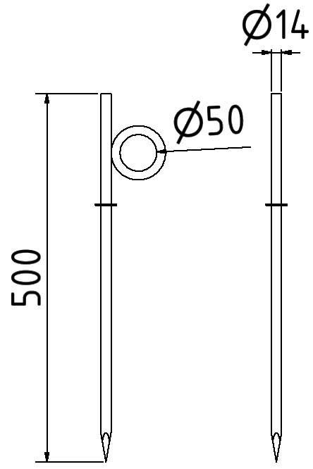 Schake 301405ST Stacheldraht Erdnagel Ø14mm, Länge: 500mm