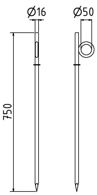 Schake 301607ST Stacheldraht Erdnagel Ø16mm, Länge: 750mm