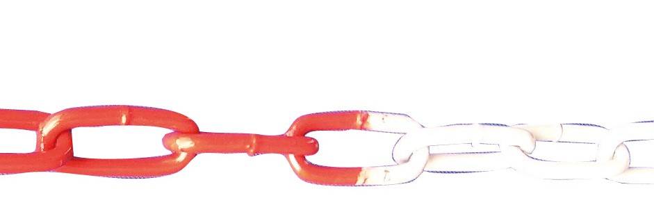 Schake 430_66B-VE10 Absperrkette aus Stahl 10 m geschweißt, Drahtstärke 6 mm verzinkt und rot / weiß beschichtet