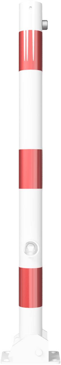 Schake 460FUB+1 Absperrpfosten Stahlrohr Ø 60 x 2,5 mm umlegbar mit Dreikantverschluss für Dübelbefestigung<br><br>mit Bodenplatte 100 x 150 mm feu