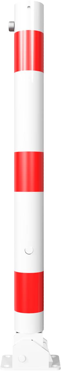 Schake 476FUB+1 Absperrpfosten Stahlrohr Ø 76 x 2,6 mm umlegbar mit Dreikantverschluss für Dübelbefestigung<br><br>mit Bodenplatte 100 x 150 mm feu