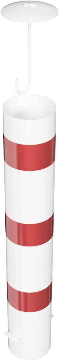 Schake 40190BA Absperrpoller Stahlrohr Ø 193 x 3,6 mm ortsfest zum Einbetonieren feuerverzinkt und weiß beschichtet<br><br>mit drei rot reflektiere