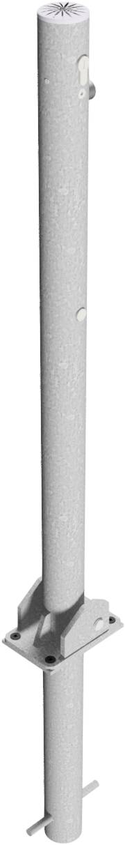 Schake 460UZH+1 Absperrpfosten Stahlrohr Ø 60 x 2,5 mm umlegbar mit Profilzylinderschloss zum Einbetonieren<br><br>mit Bodenhülse Typ 470.60<br><br>