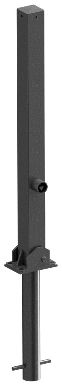 Schake 470FUH+1 Absperrpfosten 70 x 70 mm umlegbar mit Dreikantverschluss zum Einbetonieren<br><br>mit Bodenhülse Typ 470.60<br><br>ca. 400 mm