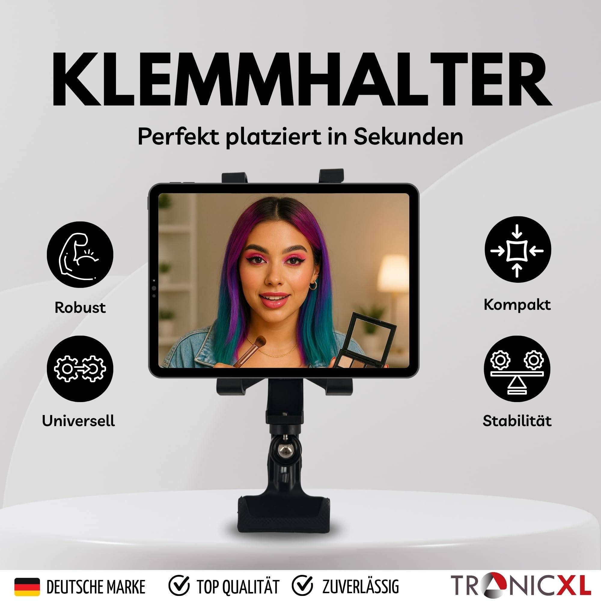 Tablet Klemmhalterung Tisch Bett Schreibtisch Ständer Halterung Tablets bis 10 Zoll kompatibel mit iPad mini 1 2 3 4 5 Tischplatte Klemmstativ