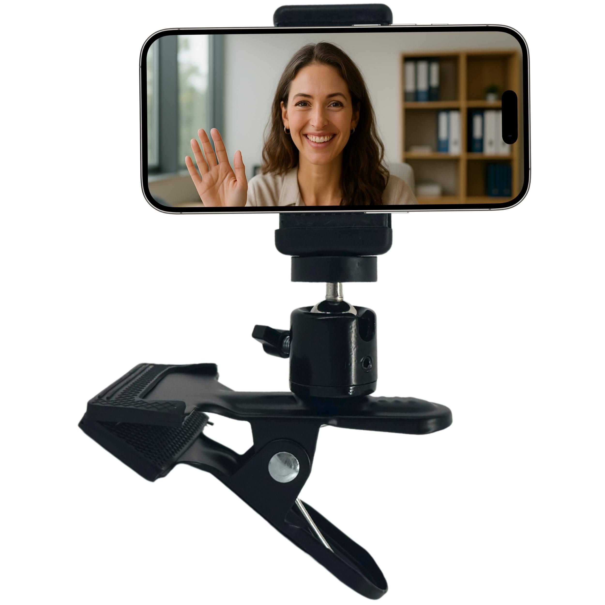 Handy Halterung Tischhalterung Smartphone Klemmstativ Tisch Klemme mit Kugelkopf für iPhone Handys Smartphones