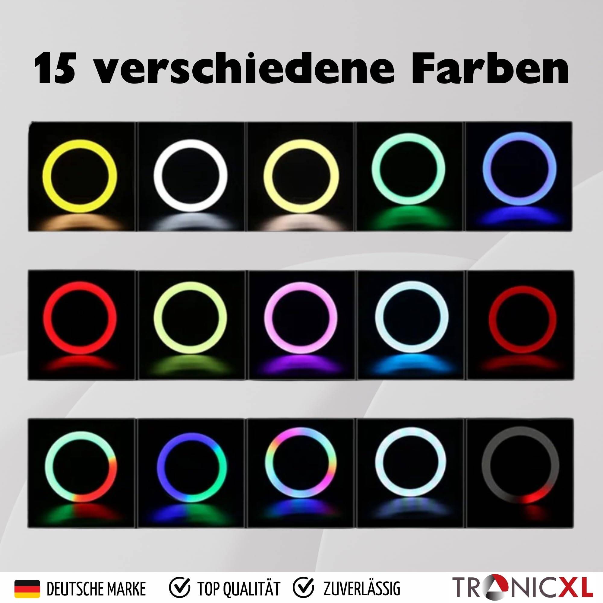 RGB Ringlicht mit Stativ Klemmstativ Tisch Auslöser Bluetooth Selfie Influencer Set Kit Handy Halterung Smartphone