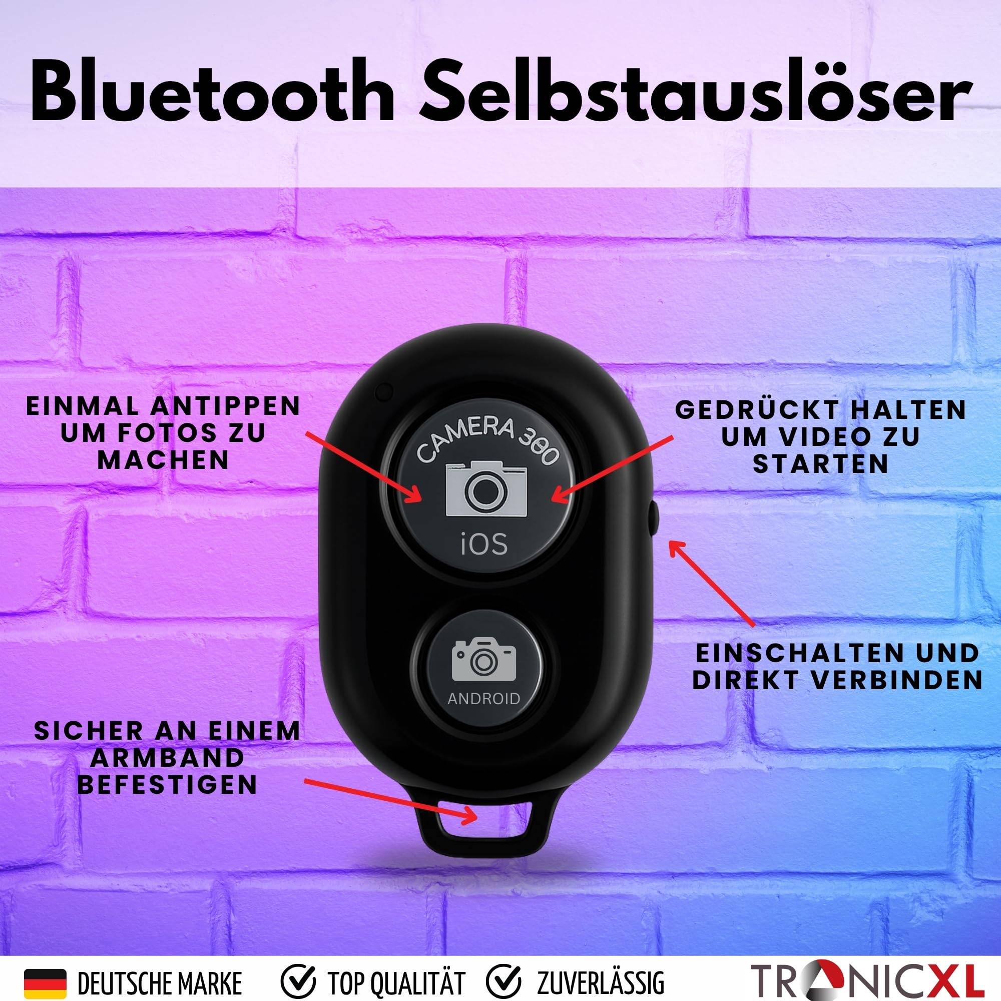 RGB Ringlicht + 1,05m Premium Stativ + Selbstauslöser für iPhone Smartphone Kamerastativ Tripod mit Ringleuchte Ringlampe Handy Halterung für Foto