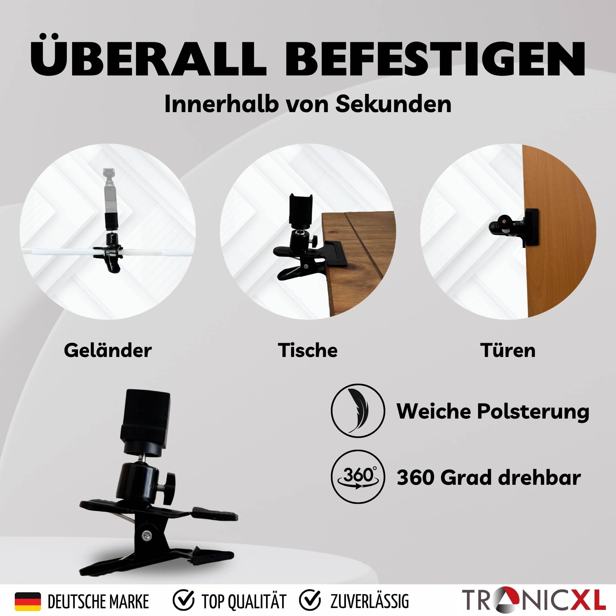Klemmstativ kompatibel mit OSMO Pocket 1 2 3 Halterung Tischplatte Rucksack Fenster Rucksackclip Adapter Zubehör für DJI Pocket OSMO Action Kamera