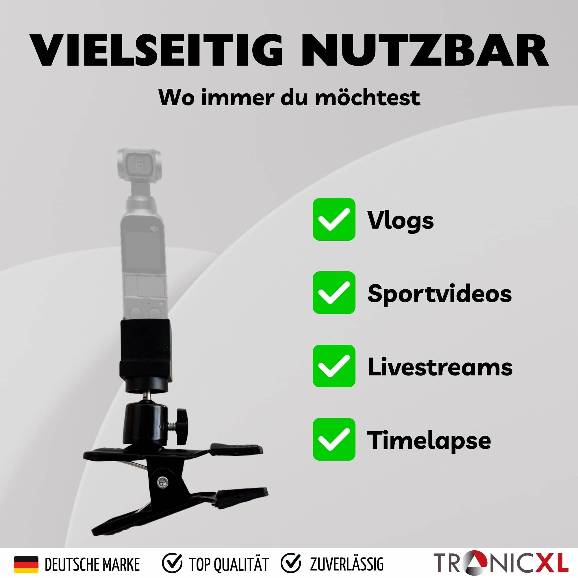 Klemmstativ kompatibel mit OSMO Pocket 1 2 3 Halterung Tischplatte Rucksack Fenster Rucksackclip Adapter Zubehör für DJI Pocket OSMO Action Kamera