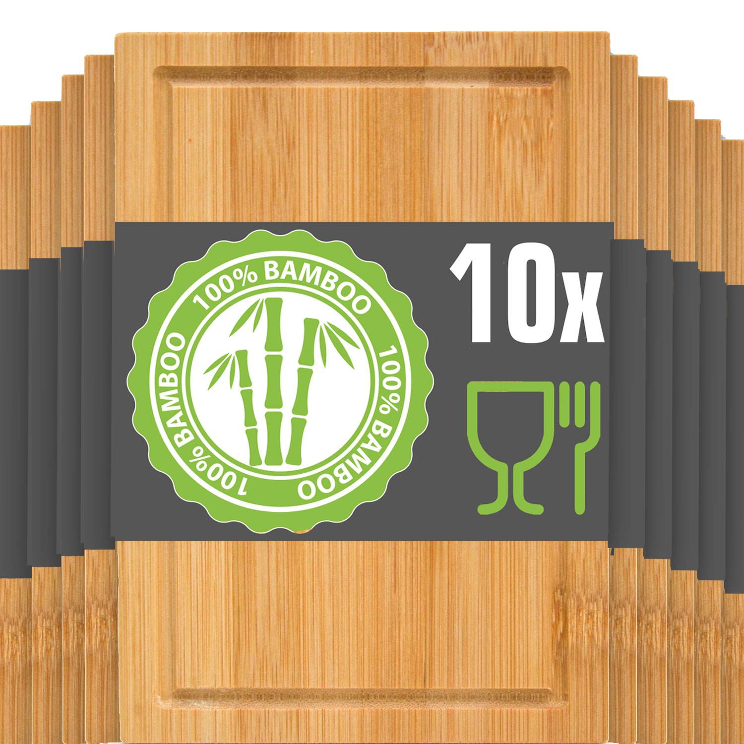 10er Set: Frühstücksbrettchen Holz 22x15 Kleine Schneidebretter Brotzeitbretter