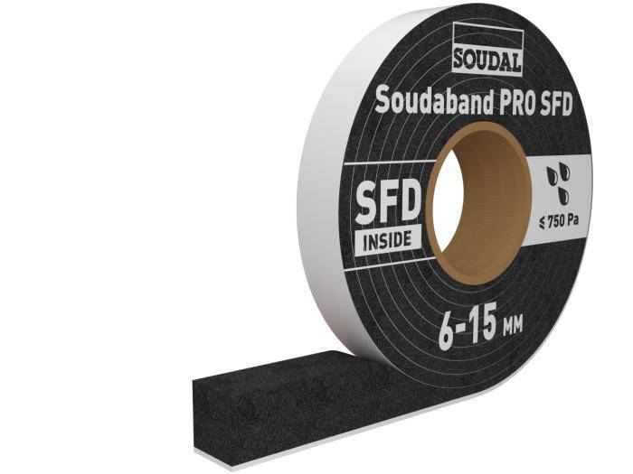 Kompriband Soudaband unterer Anschluss PRO SFD 30/6-15 schwarz 8m Rolle SOUDAL