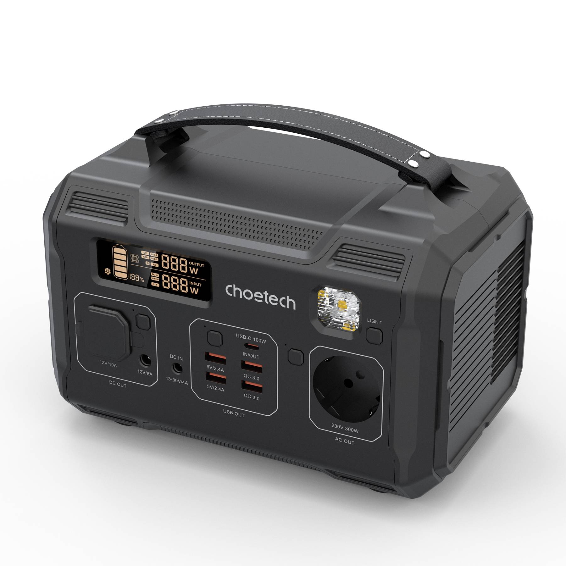 Choetech Power Station 300W 276Wh Solar Generator Akku USB-C PD 100W LED