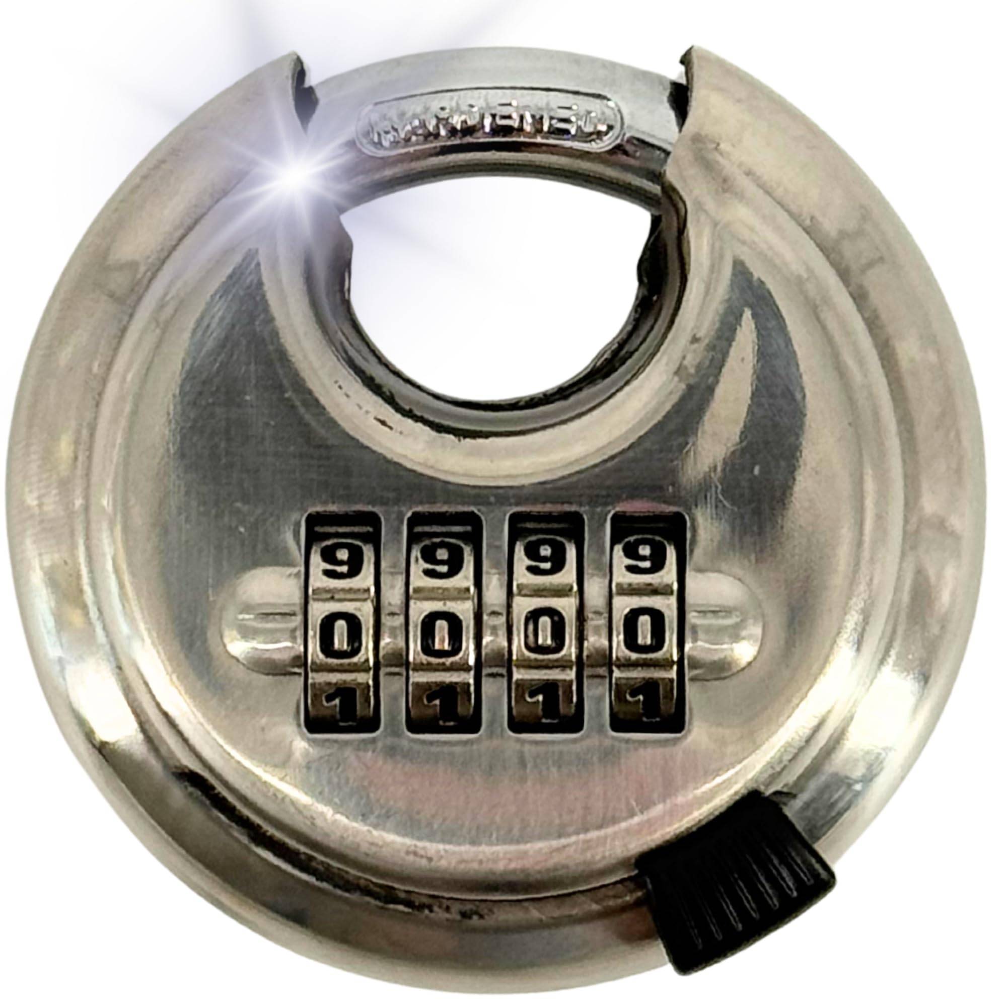 1x Rundbügelschloss 70mm Zahlenschloss Sicherheitsschloss Bügelschloss Vorhängeschloss Edelstahl Kneifschutz