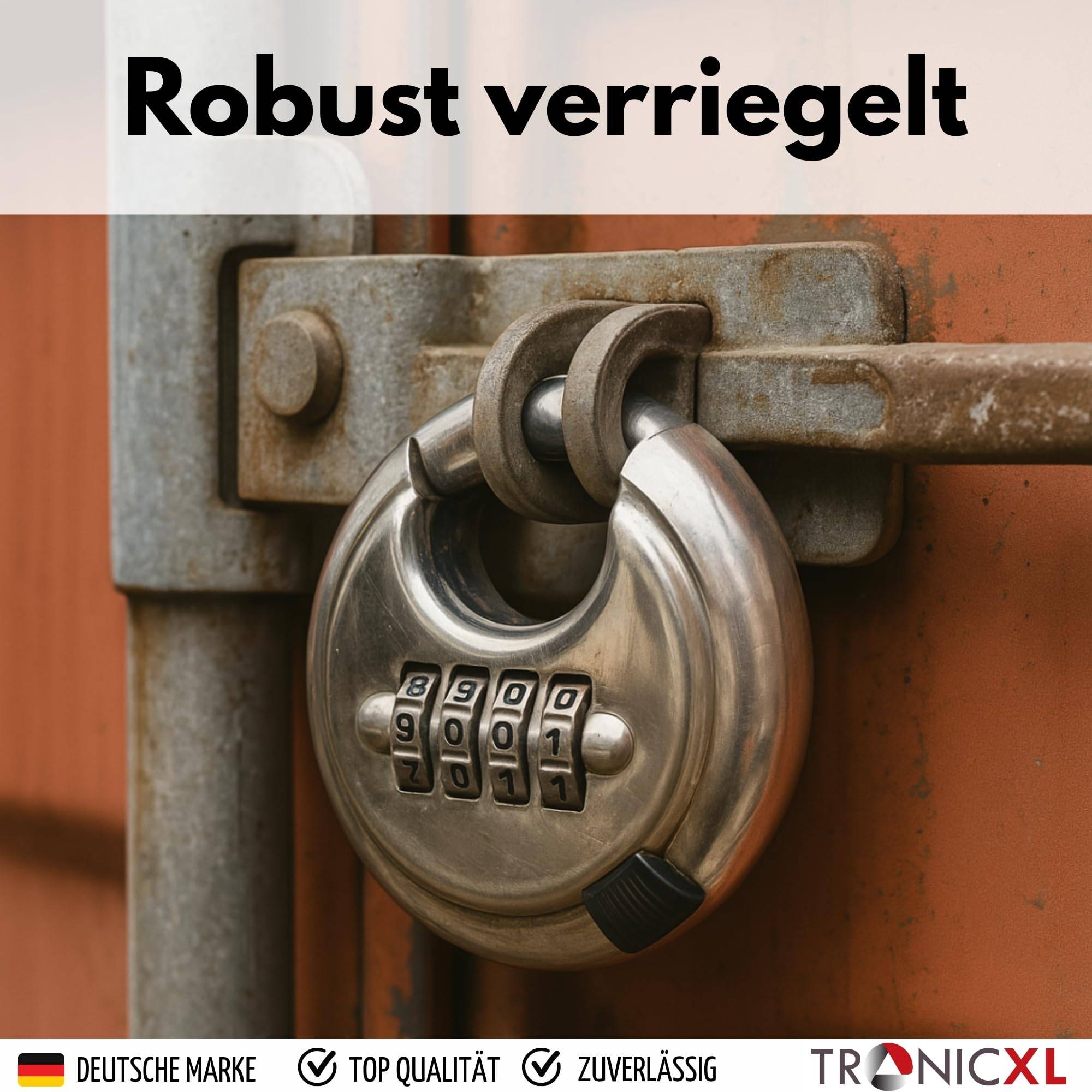 1x Rundbügelschloss 70mm Zahlenschloss Sicherheitsschloss Bügelschloss Vorhängeschloss Edelstahl Kneifschutz