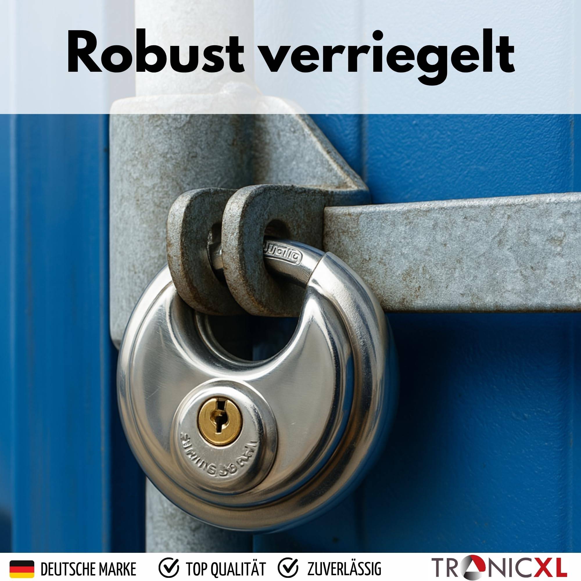 5x Rundbügelschloss Sicherheits Vorhängeschloss 10mm Bügelstärke Edelstahlkorpus I Messingschloss Kneifschutz Schloss aus gehärtetem Edelstahl