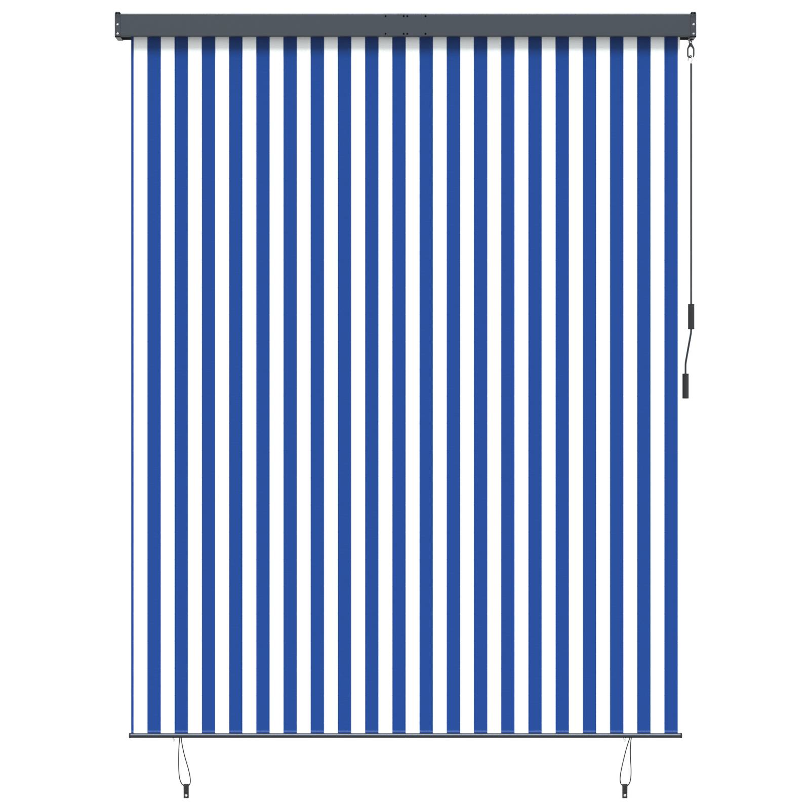vidaXL Outdoor Rollo Gestreift Verstellbar Blau und weiß 200 x 250 cm Stoff