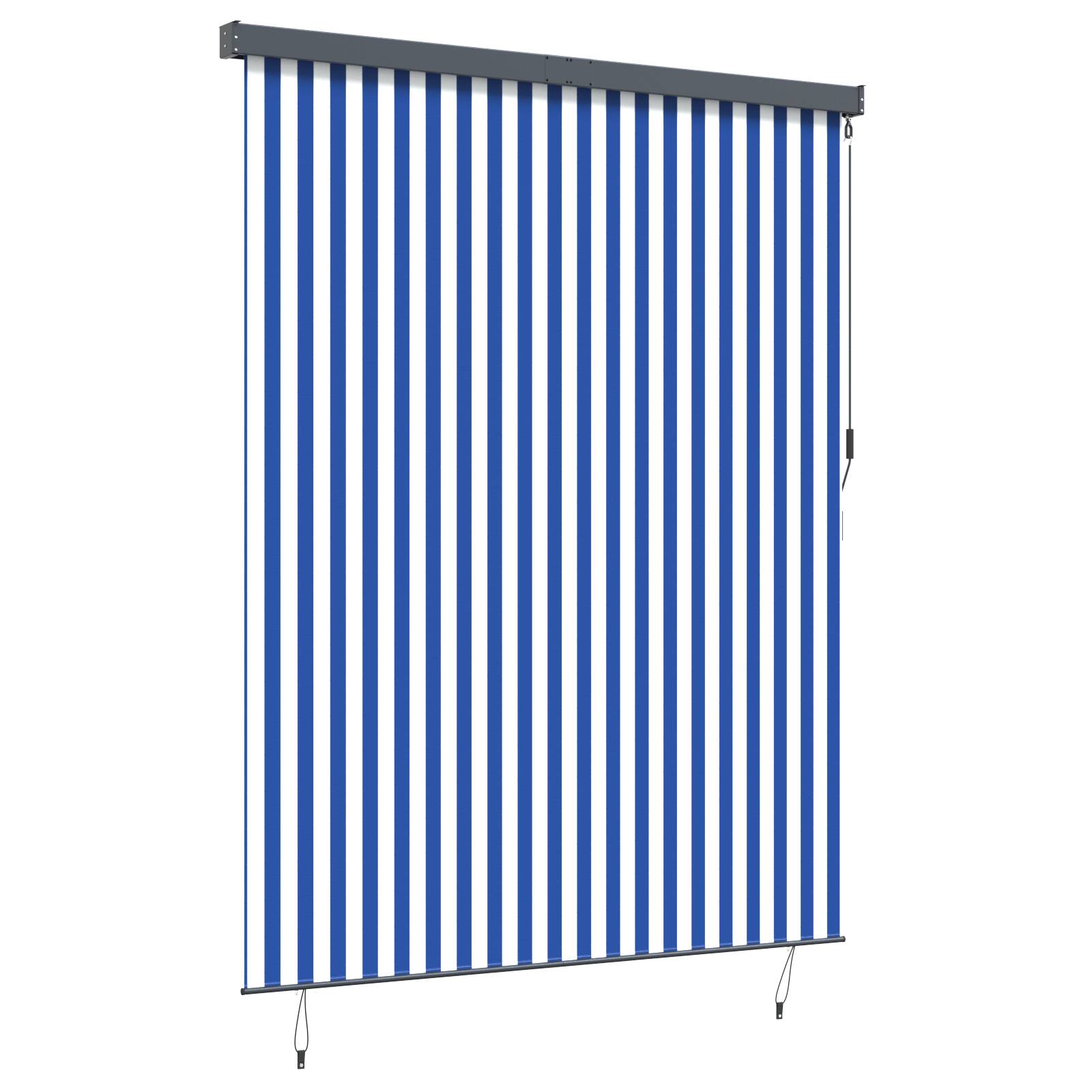 vidaXL Outdoor Rollo Gestreift Verstellbar Blau und weiß 200 x 250 cm Stoff