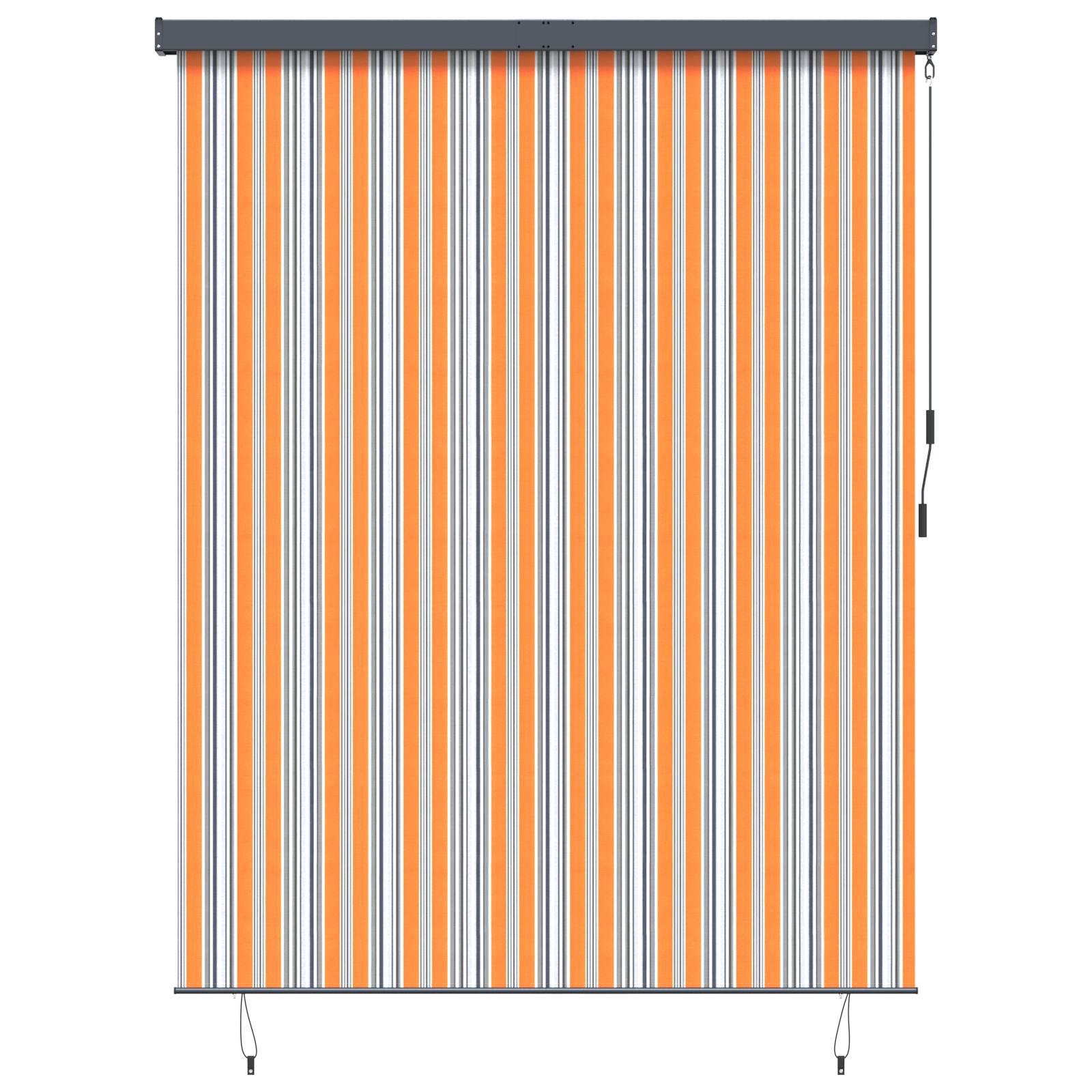 vidaXL Outdoor Rollo Gestreift Verstellbar Gelb und Blau 220 x 250 cm Stoff