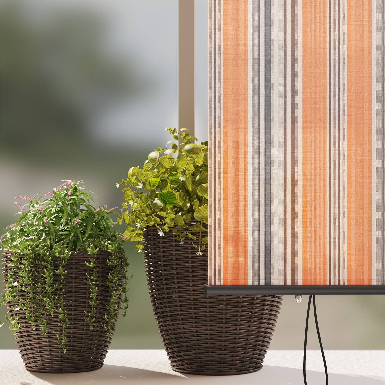 vidaXL Outdoor Rollo Gestreift Verstellbar Gelb und Blau 220 x 250 cm Stoff