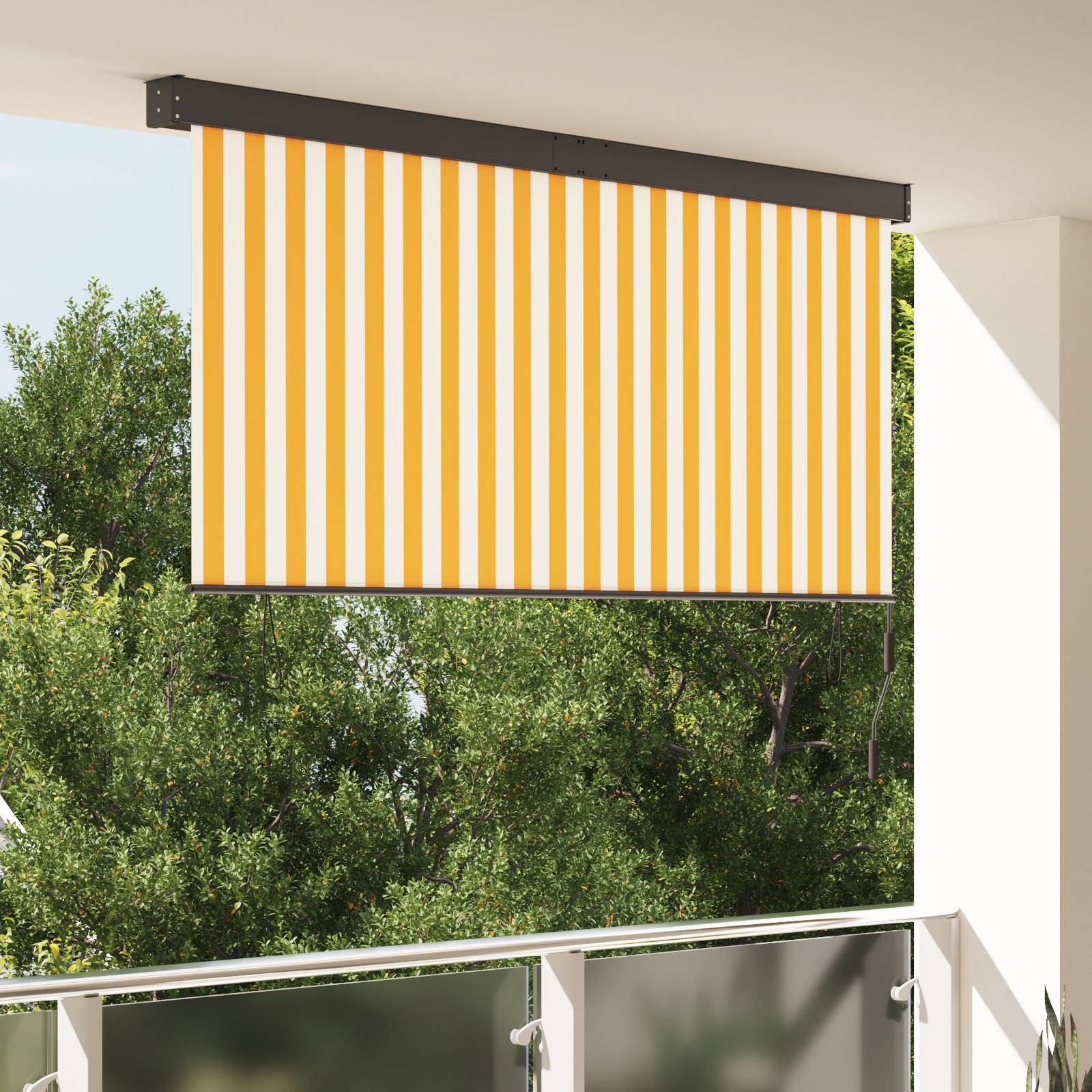 vidaXL Outdoor Rollo Gestreift Verstellbar Orange und Weiß 220 x 250 cm Stoff