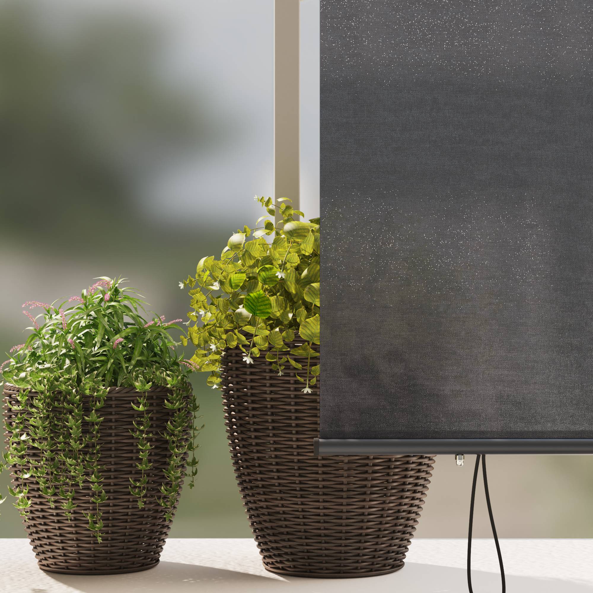 vidaXL Outdoor Rollo Gestreift Verstellbar Anthrazit 220 x 250 cm Stoff