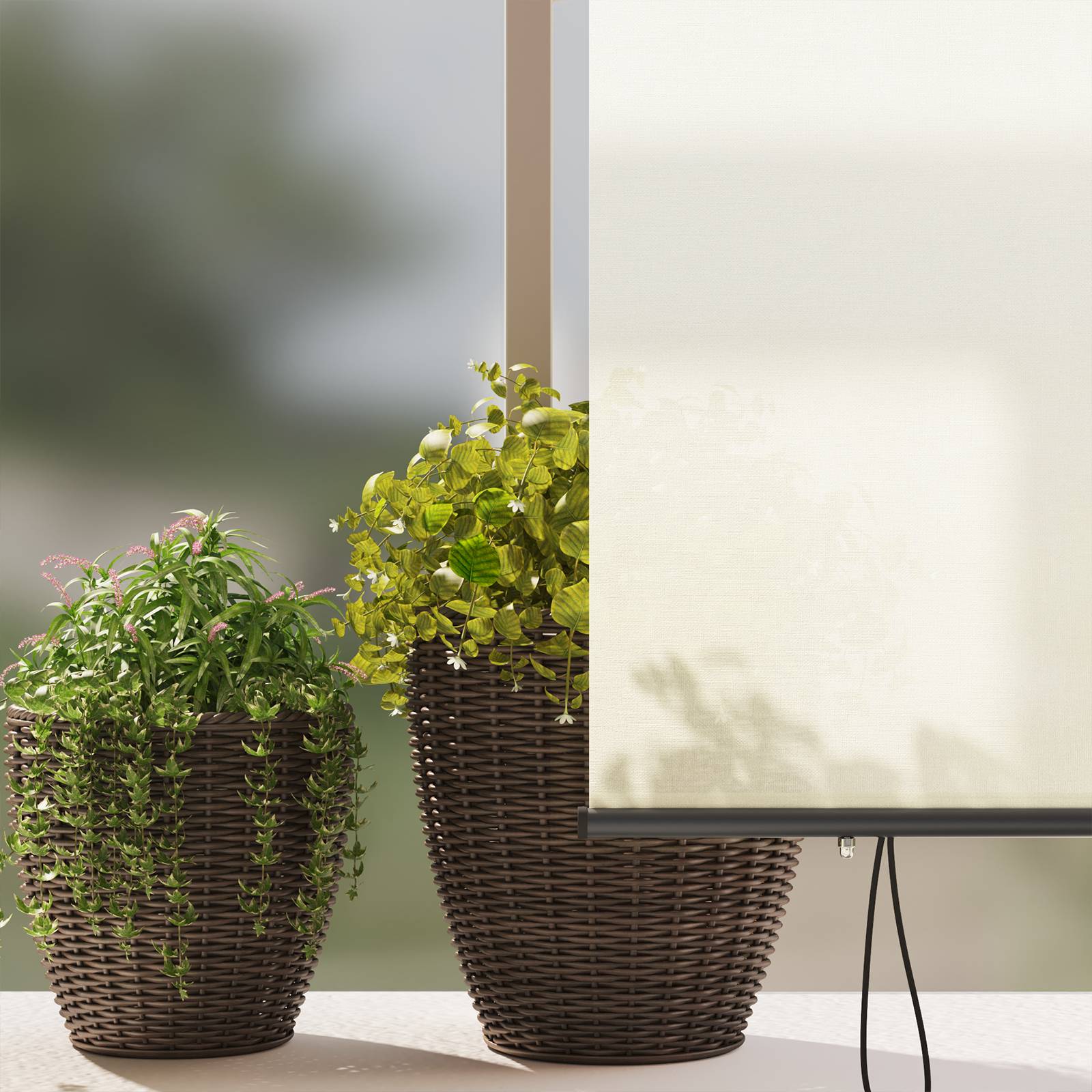 vidaXL Outdoor Rollo Gestreift Verstellbar Creme 200 x 250 cm Stoff