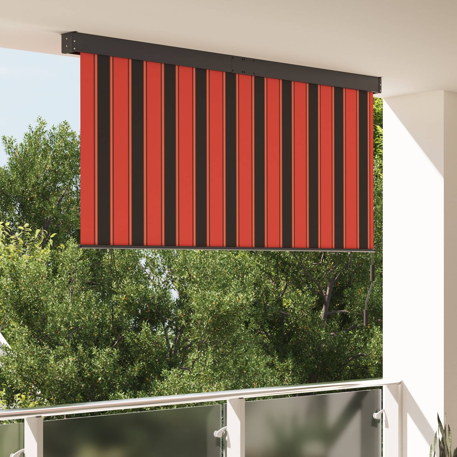 vidaXL Outdoor Rollo Gestreift Verstellbar Orange und Braun 220 x 250 cm Stoff
