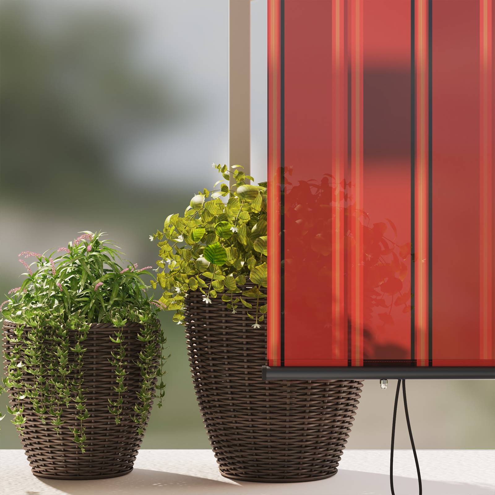 vidaXL Outdoor Rollo Gestreift Verstellbar Orange und Braun 220 x 250 cm Stoff