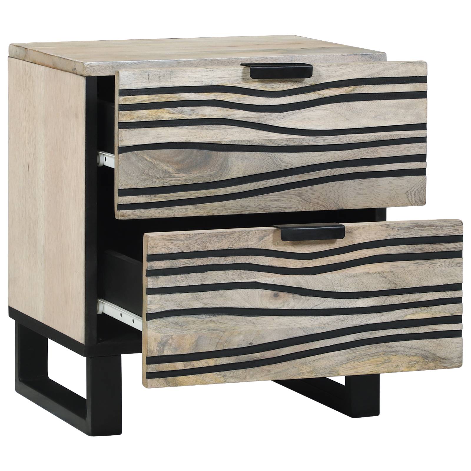 vidaXL Nachttische mit Schubladen Weiß und Schwarz 40 x 33.5 x 46 cm