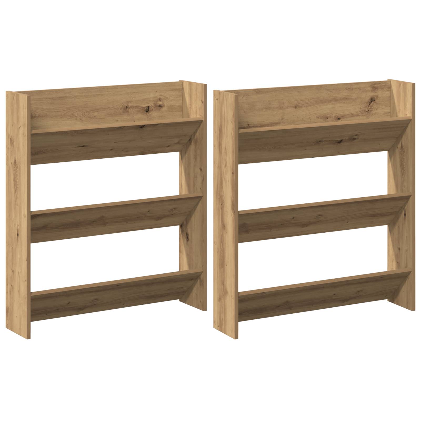 vidaXL Wandschuhschränke 2 pcs Eiche handwerklich 60 x 18 x 60 cm