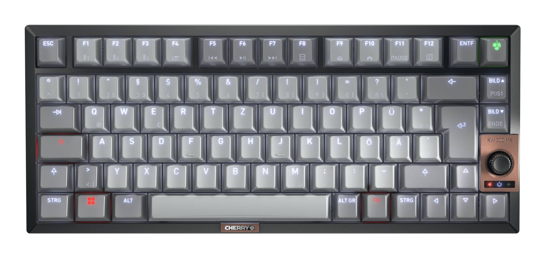 Cherry TAS Keyboard wireless MX 2A silent red LT DE SChwarz