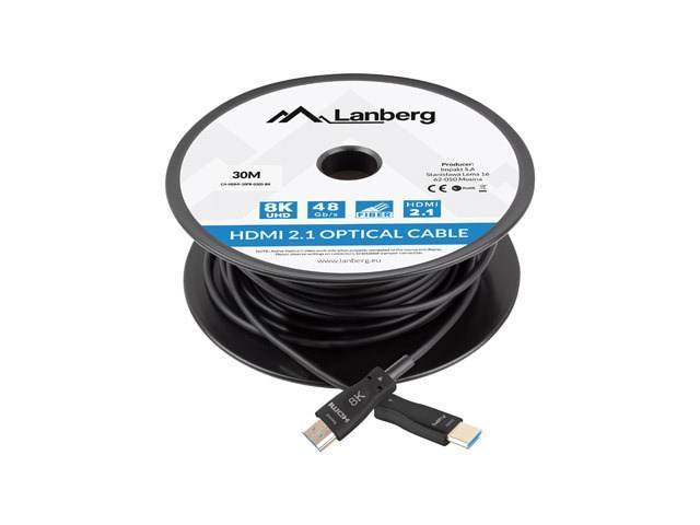 LANBERG HDMI M/M V2.1 Kabel 30m 8K optisch AOC schwarz Multimedia-Technik HDMI-Kabel