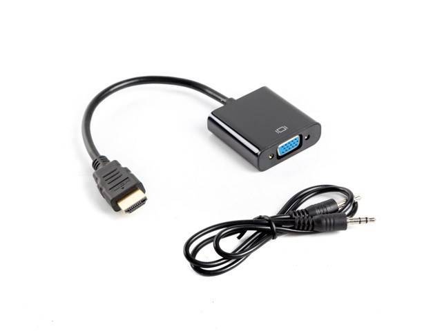 LANBERG HDMI-A(M)->VGA(F)+MINIJACK 3,5mm(F) Kabel 0,2m sw Multimedia-Technik HDMI-Kabel