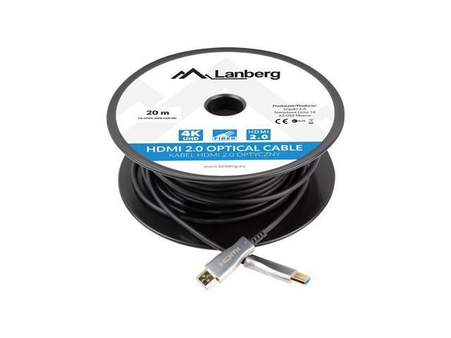LANBERG HDMI M/M V2.0 Kabel 20m 4K optisch AOC schwarz Multimedia-Technik HDMI-Kabel