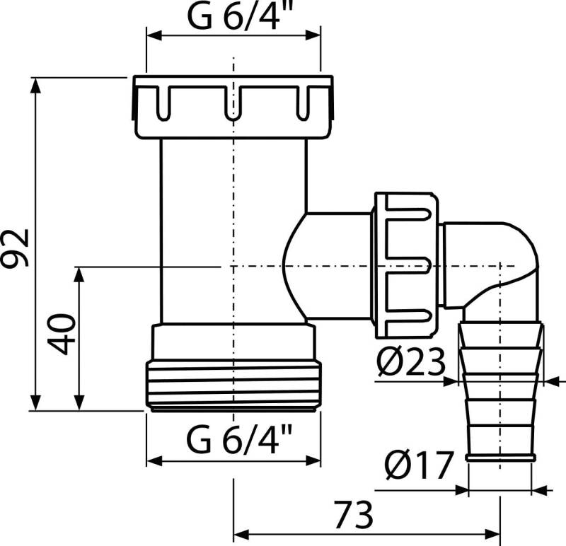 Alcadrain Verstellrohr 6/4" mit Geräteanschluss
