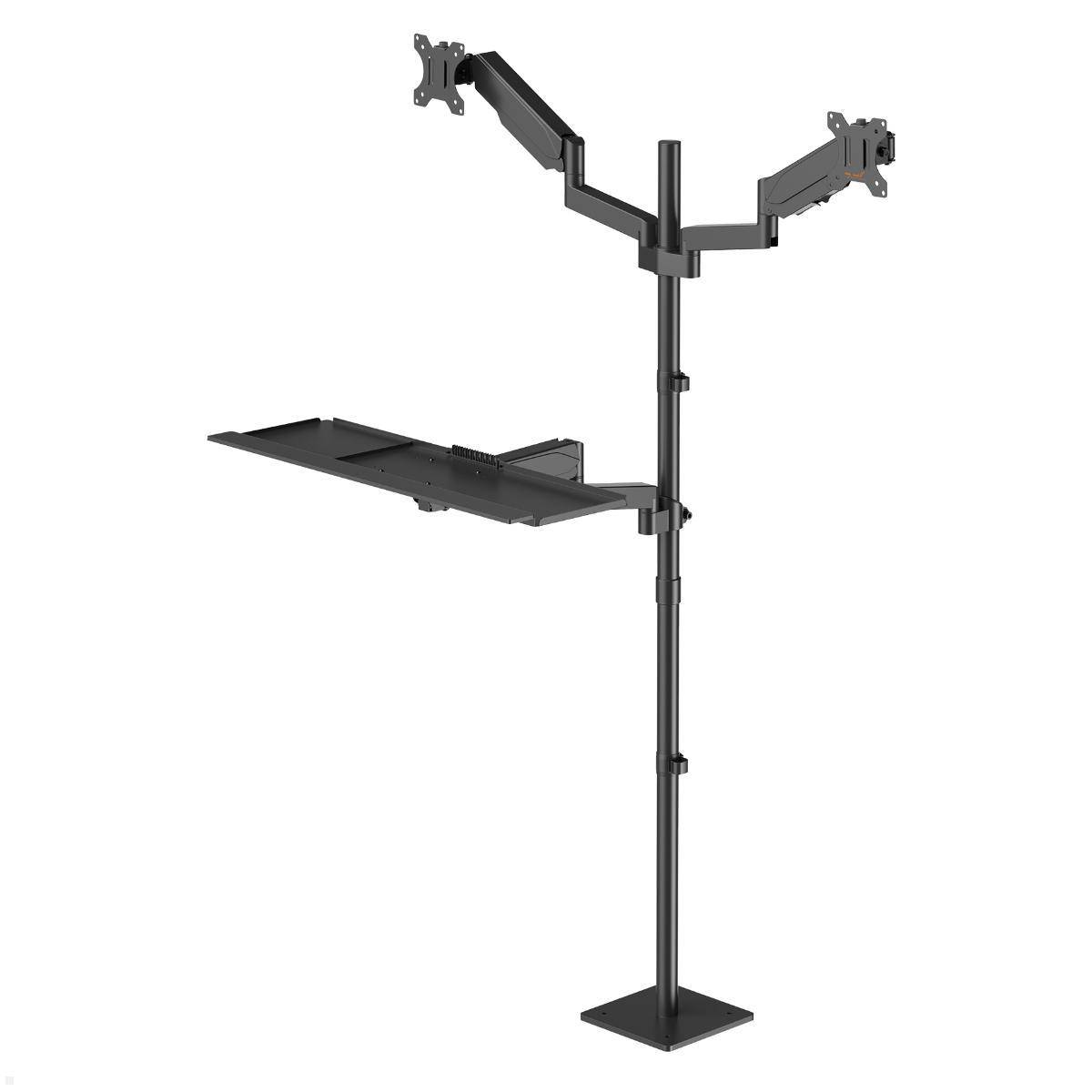 MonLines MBS020B dual Monitor Bodenstandfuß anschraubbar mit Tastaturhalterung