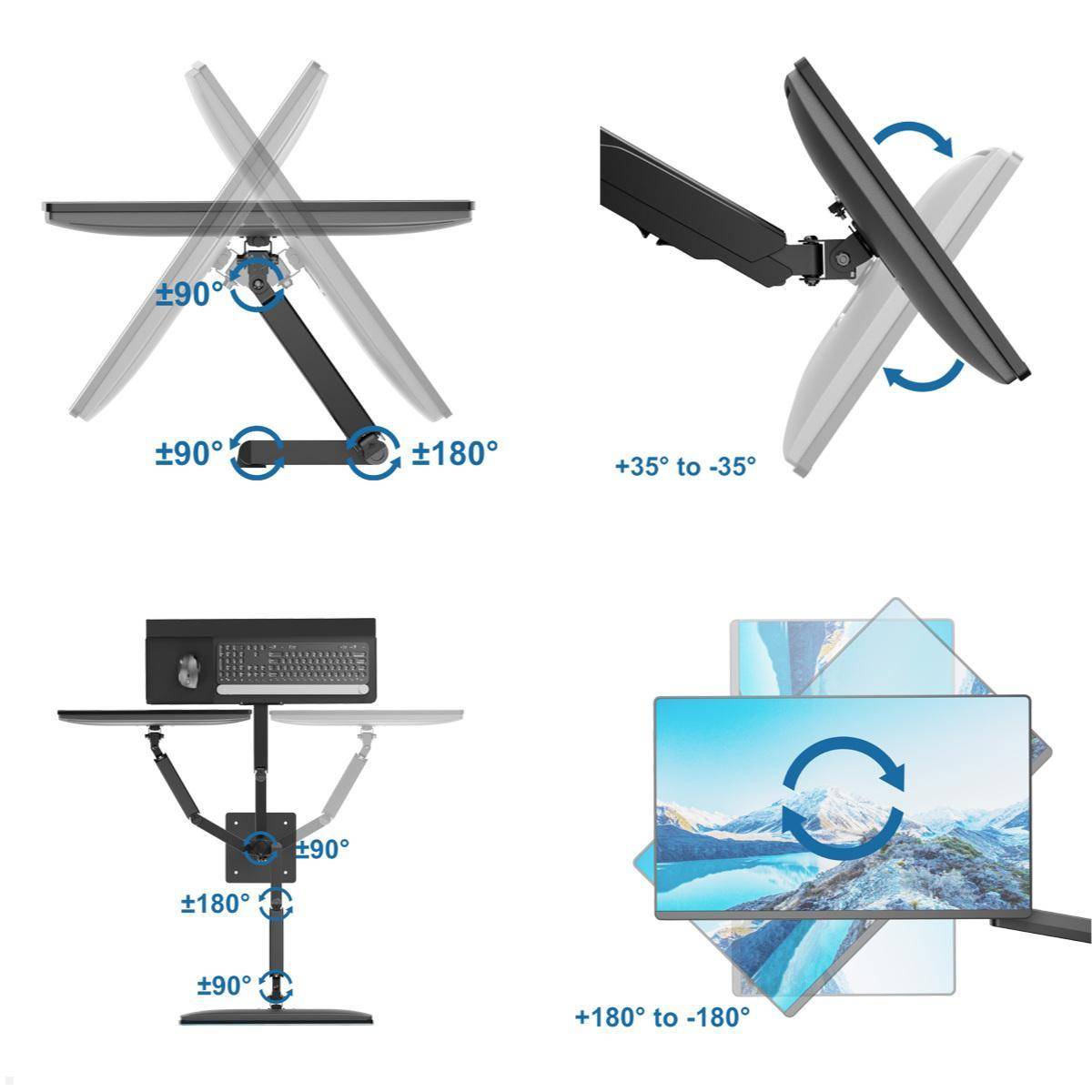 MonLines MBS020B dual Monitor Bodenstandfuß anschraubbar mit Tastaturhalterung