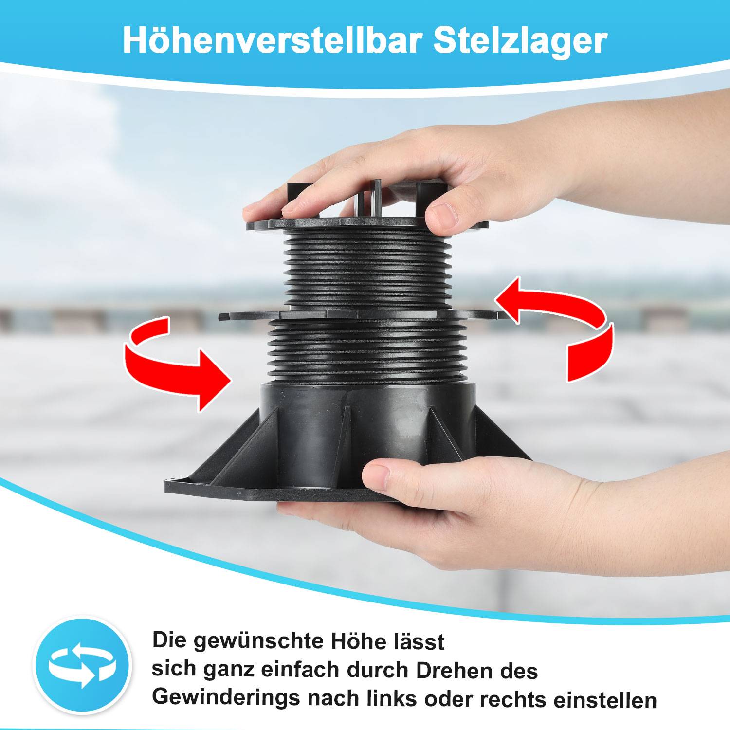 20 Stück Stelzlager 65-140mm Terrassenlager mit Fugenkreuz Stellfuß Höhenverstellbar Plattenlager für Steinplatten, Keramik-, Beton-