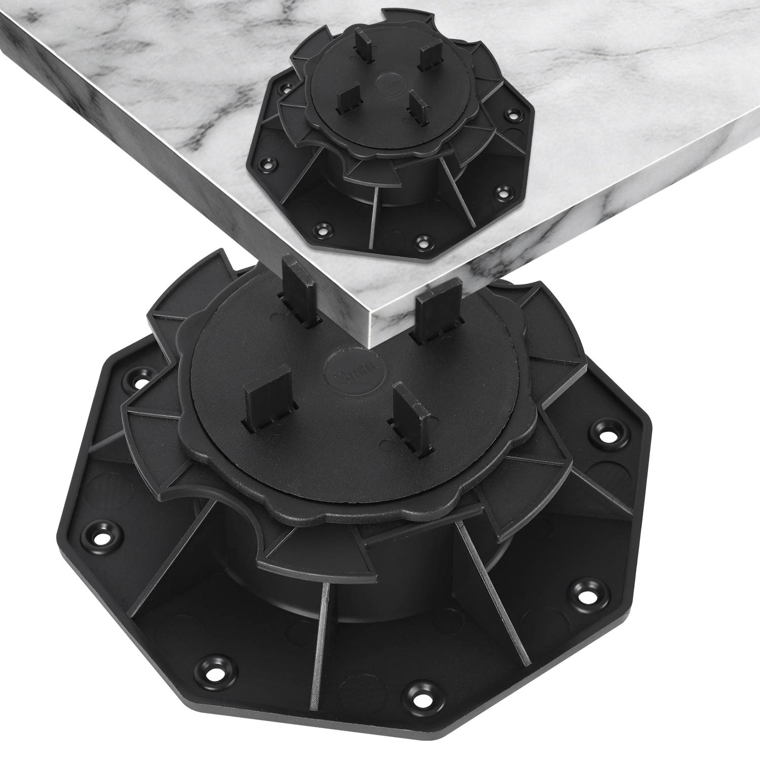 50 Stück Stelzlager 65-140mm Terrassenlager mit Fugenkreuz Stellfuß Höhenverstellbar Plattenlager für Steinplatten, Keramik-, Beton-